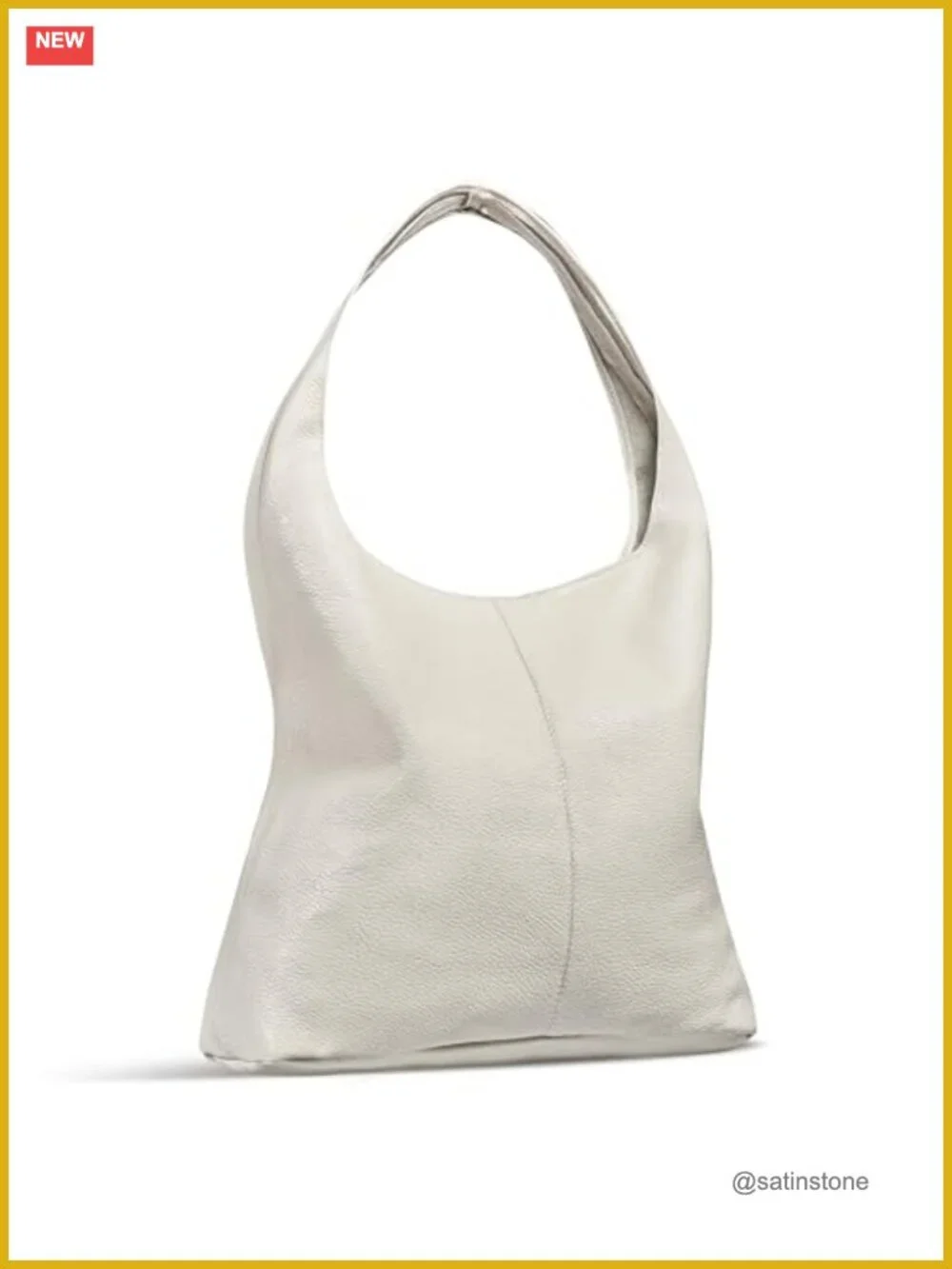 Full-Grain Leather Hobo Handbag Large Slouchy Unlined Shoulder Bag